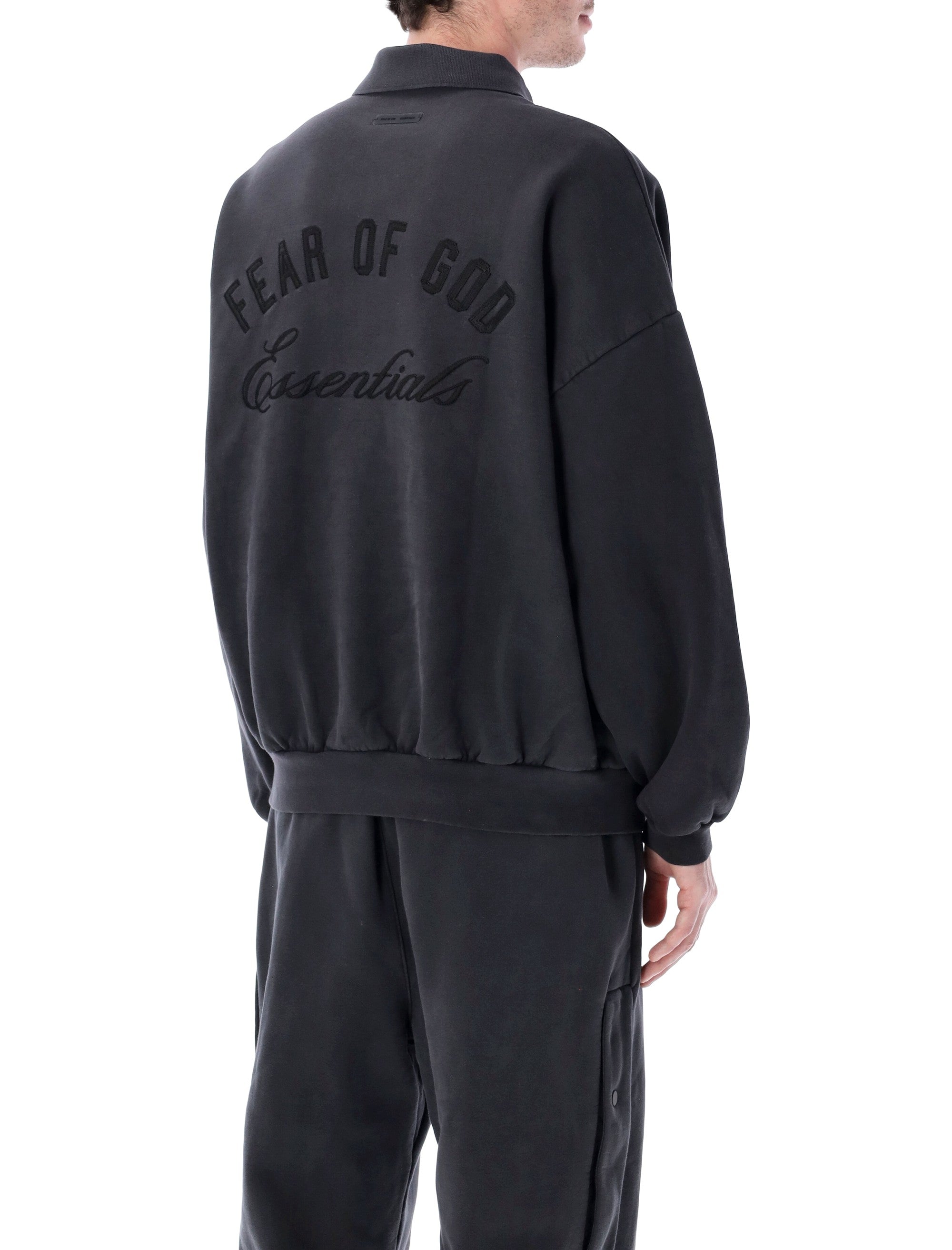 Essentials Black Embroidered Polo Sweatshirt
