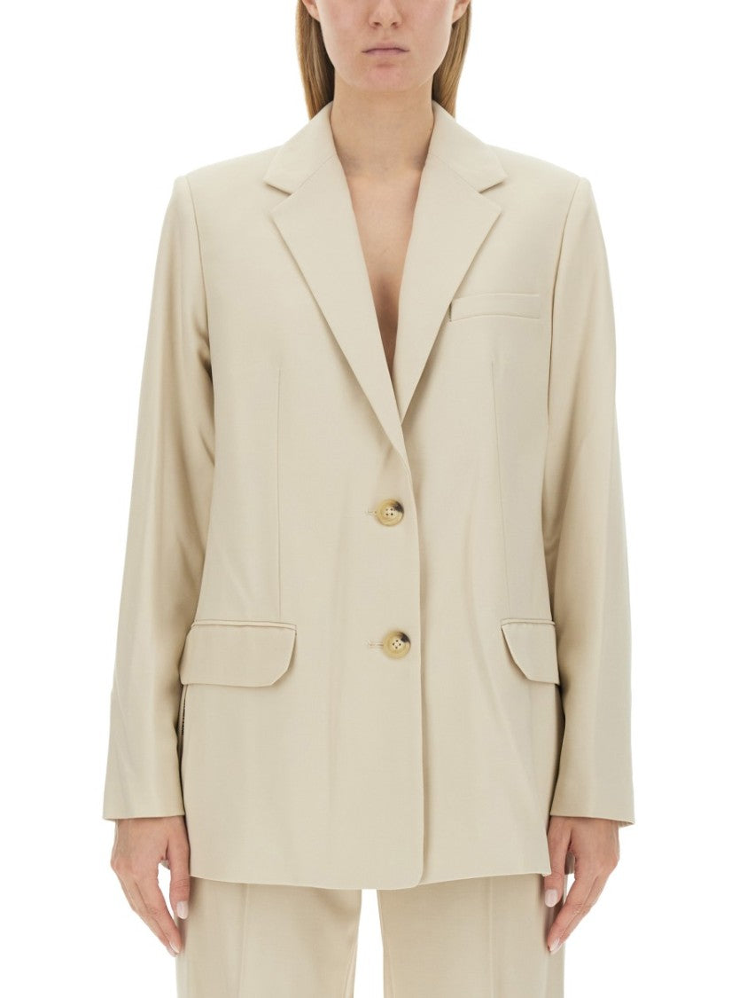 Tailored Jacket With Notched Lapel And Distinctive Logo