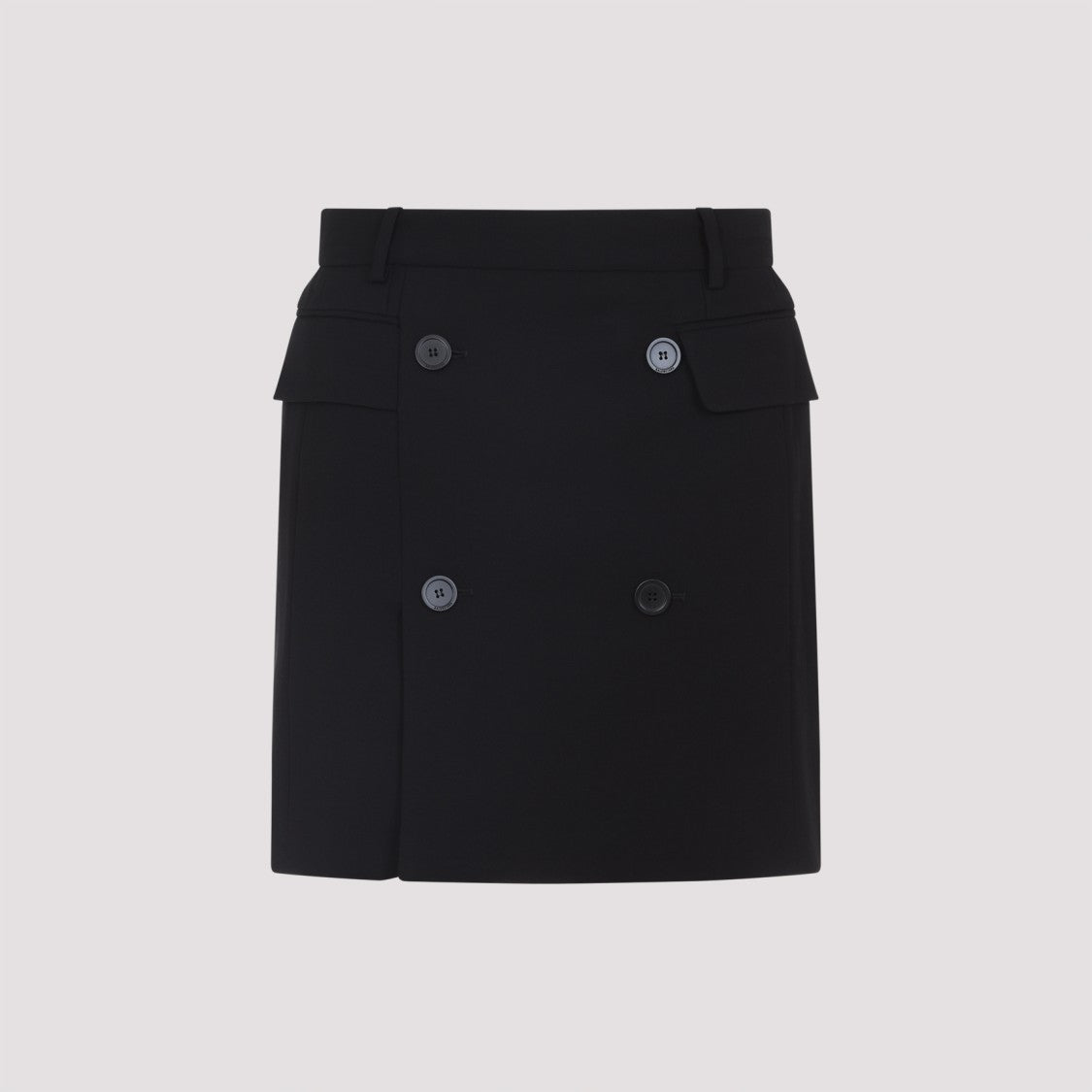 Tailored Black Skirt With Double-Breasted Buttons