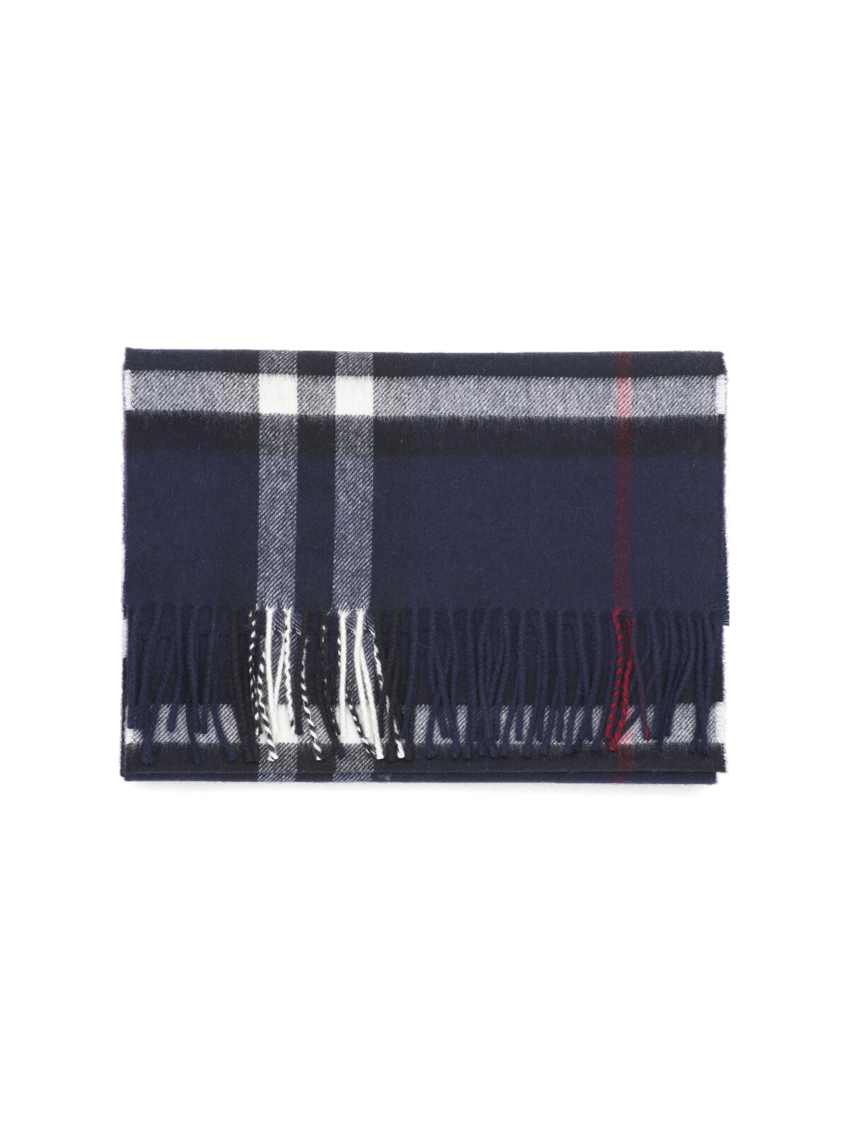 "Check" Scarf, In Black Brushed Cashmere