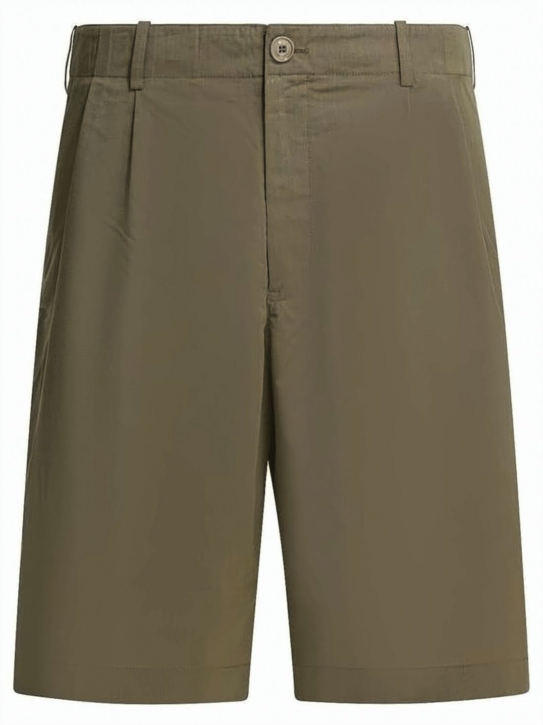 Tailored Brown Shorts With Flat Front And Button Closure
