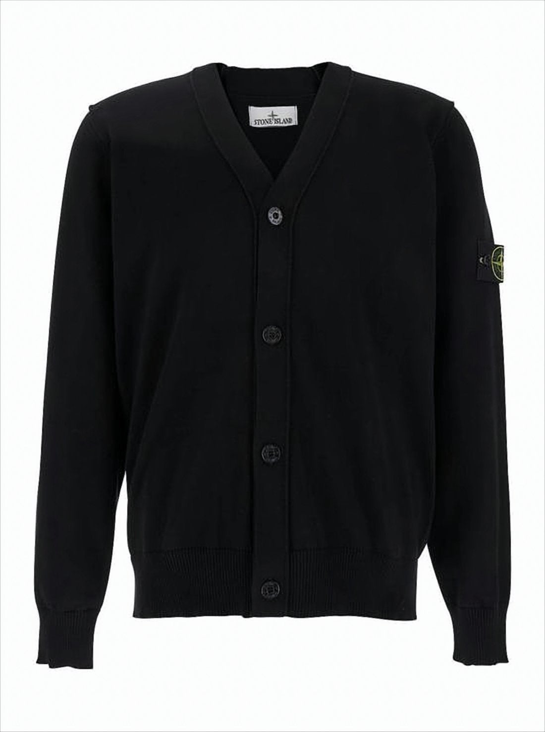 V-Neck Button-Down Black Cardigan