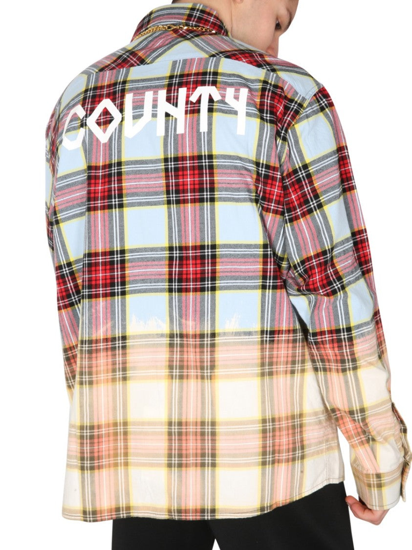 Check Print Shirt With Gradient Transition