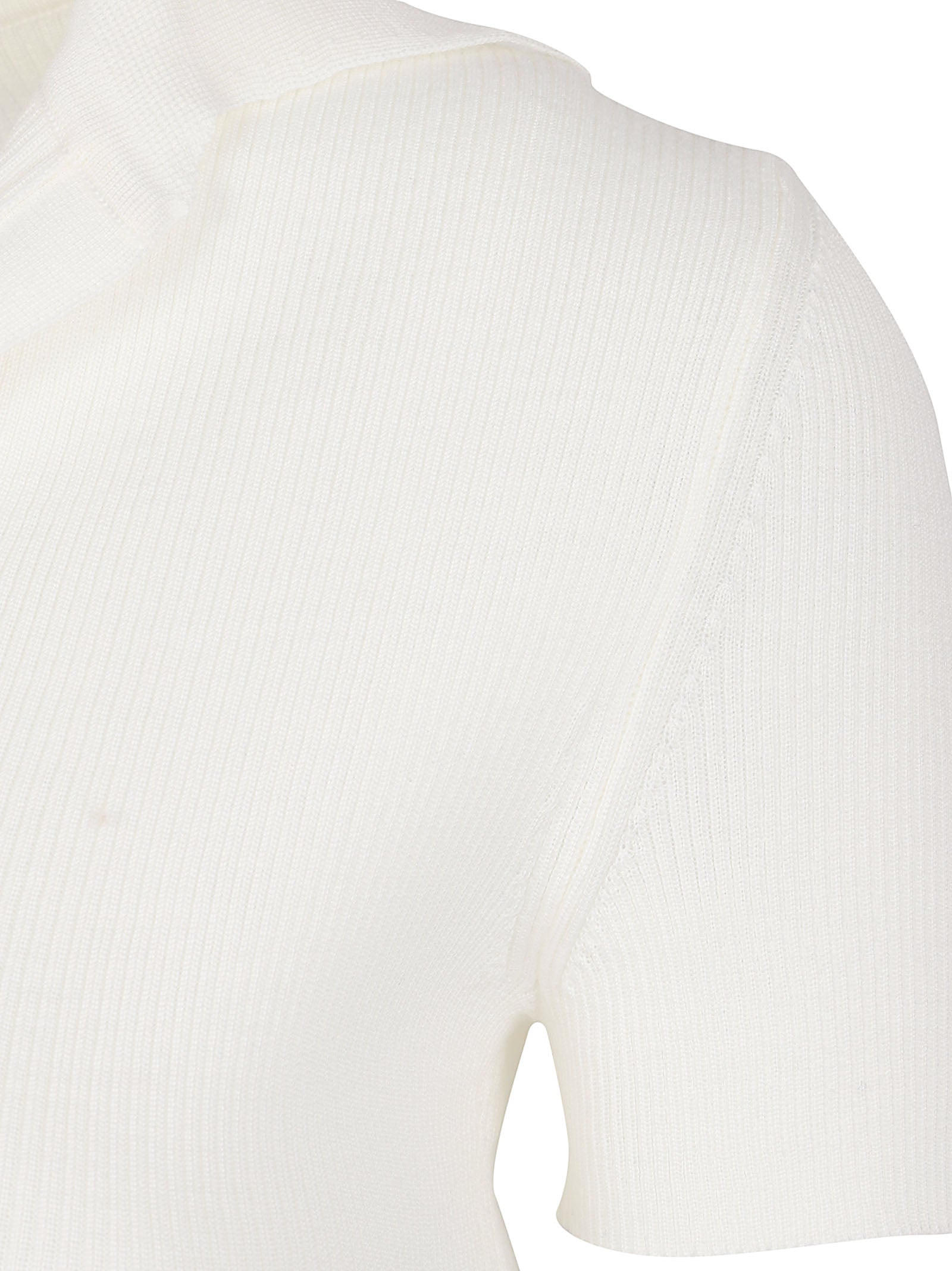 Short-Sleeved Ribbed Knit Top with Subtle V-Neckline