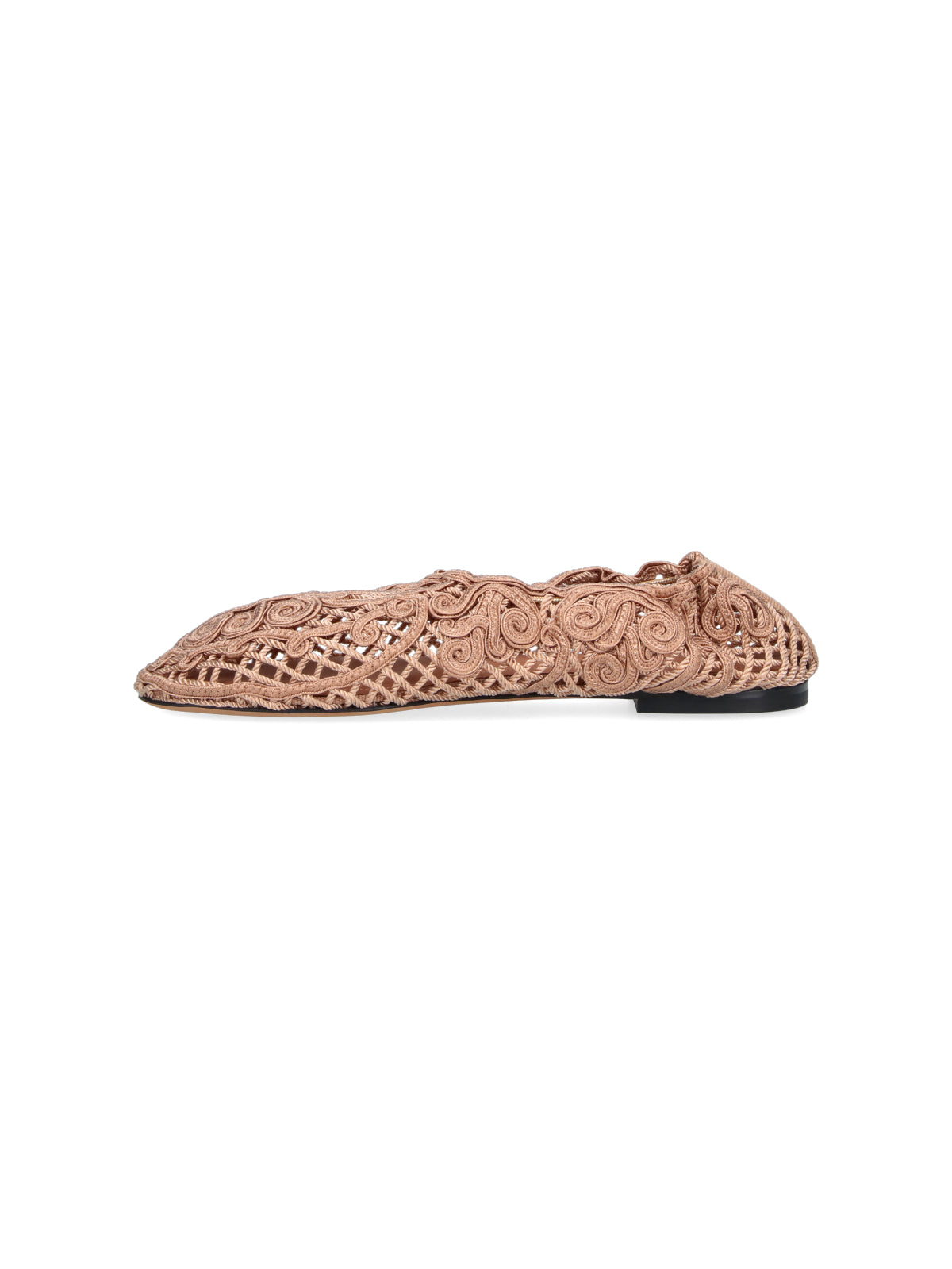 Neutral Pointed Toe Woven Lattice Flats