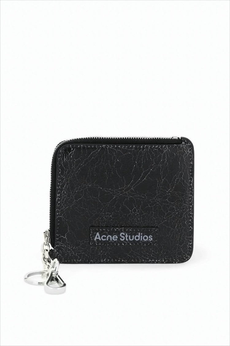 Compact Textured Cowhide Leather Wallet With Zip-Around Closure