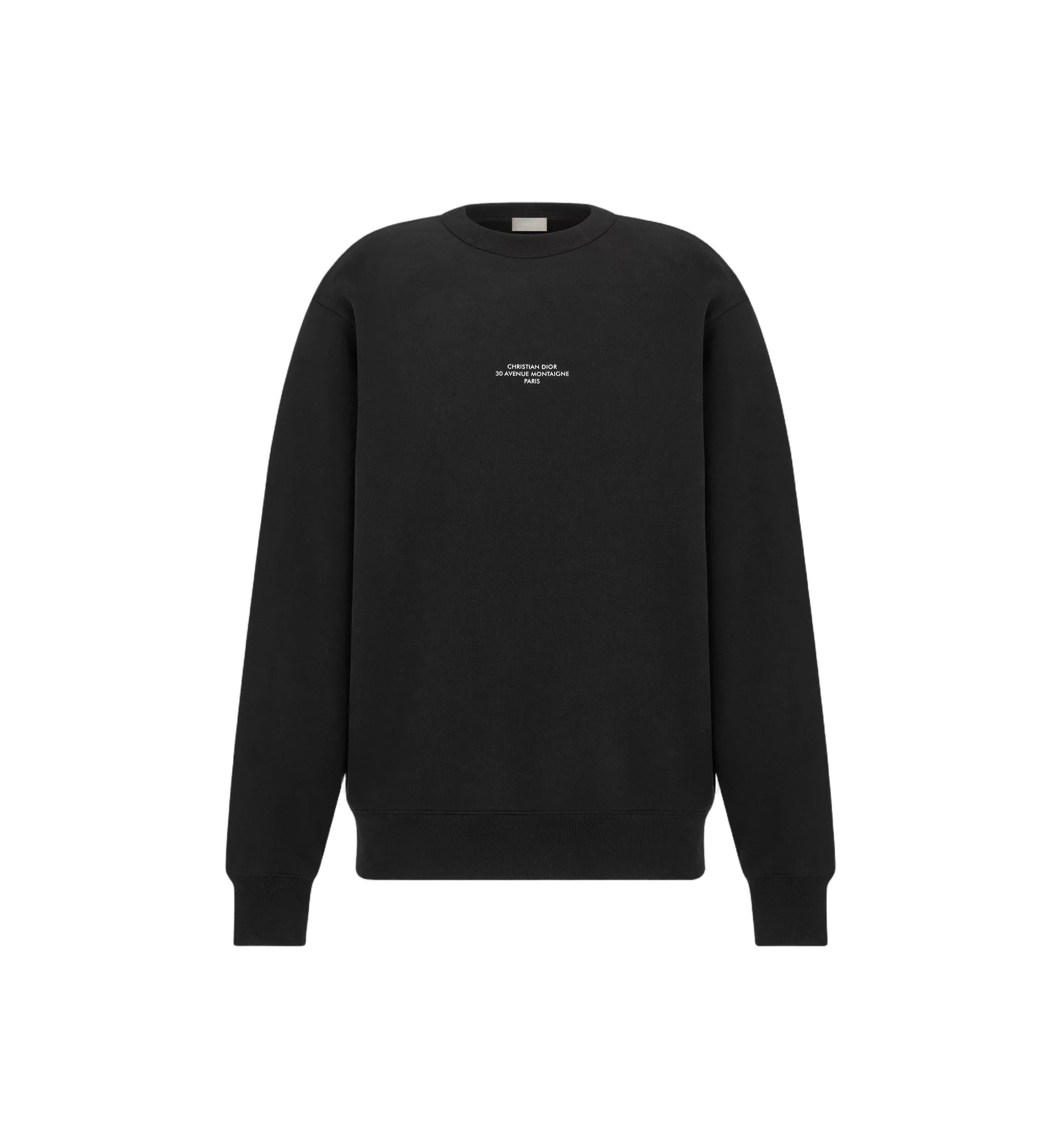 Brushed Cotton Black Sweatshirt with Monogram Print
