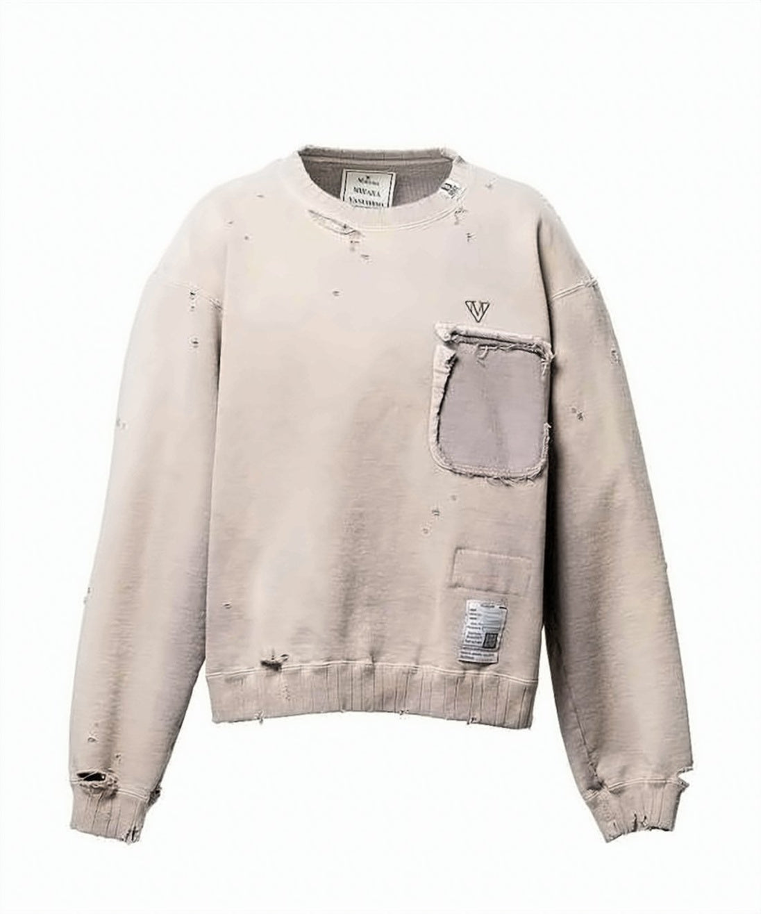 Distressed Long-Sleeve T-Shirt with Frayed Edges