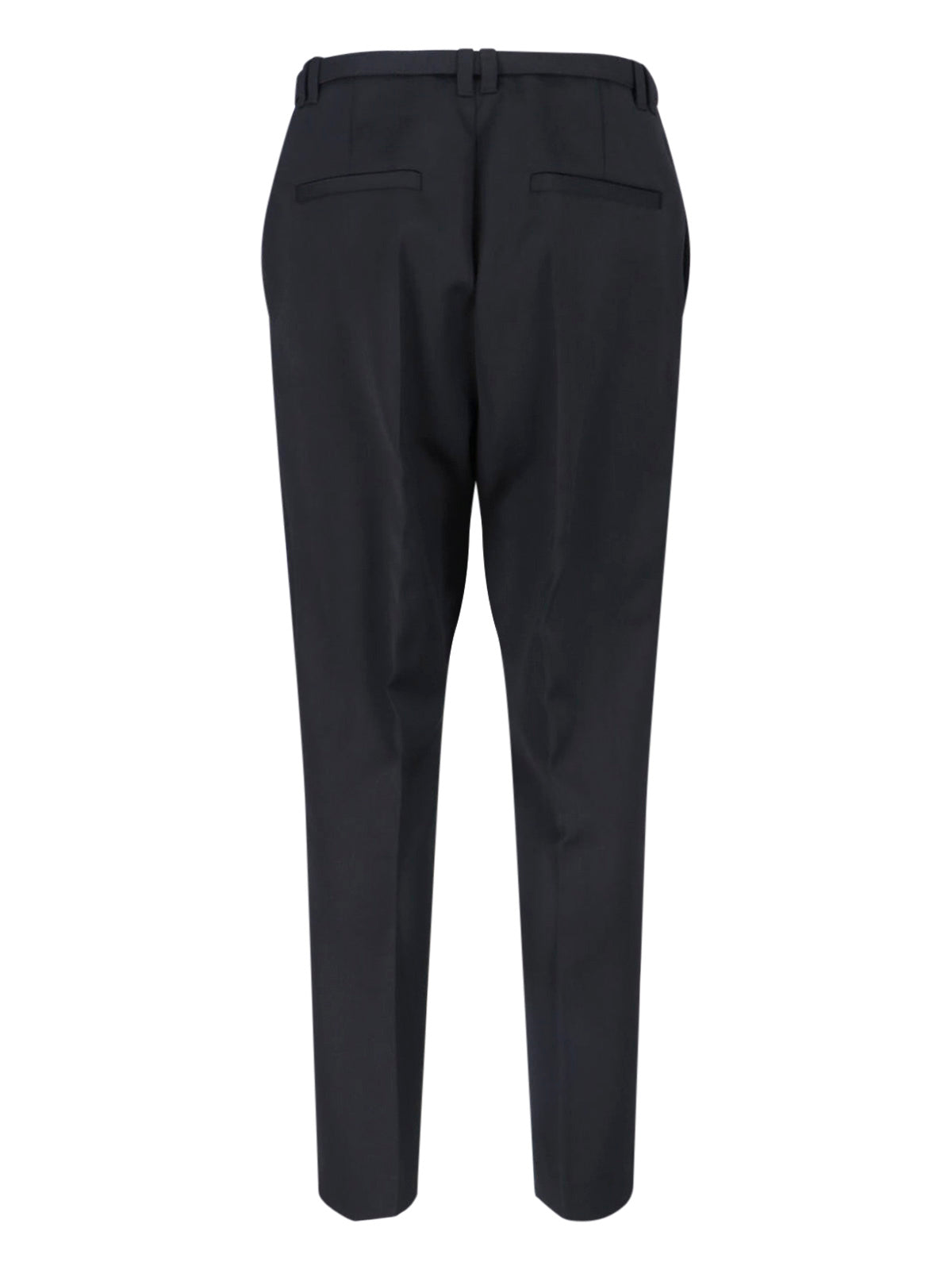Black Tailored Biker Belt Straight Trousers
