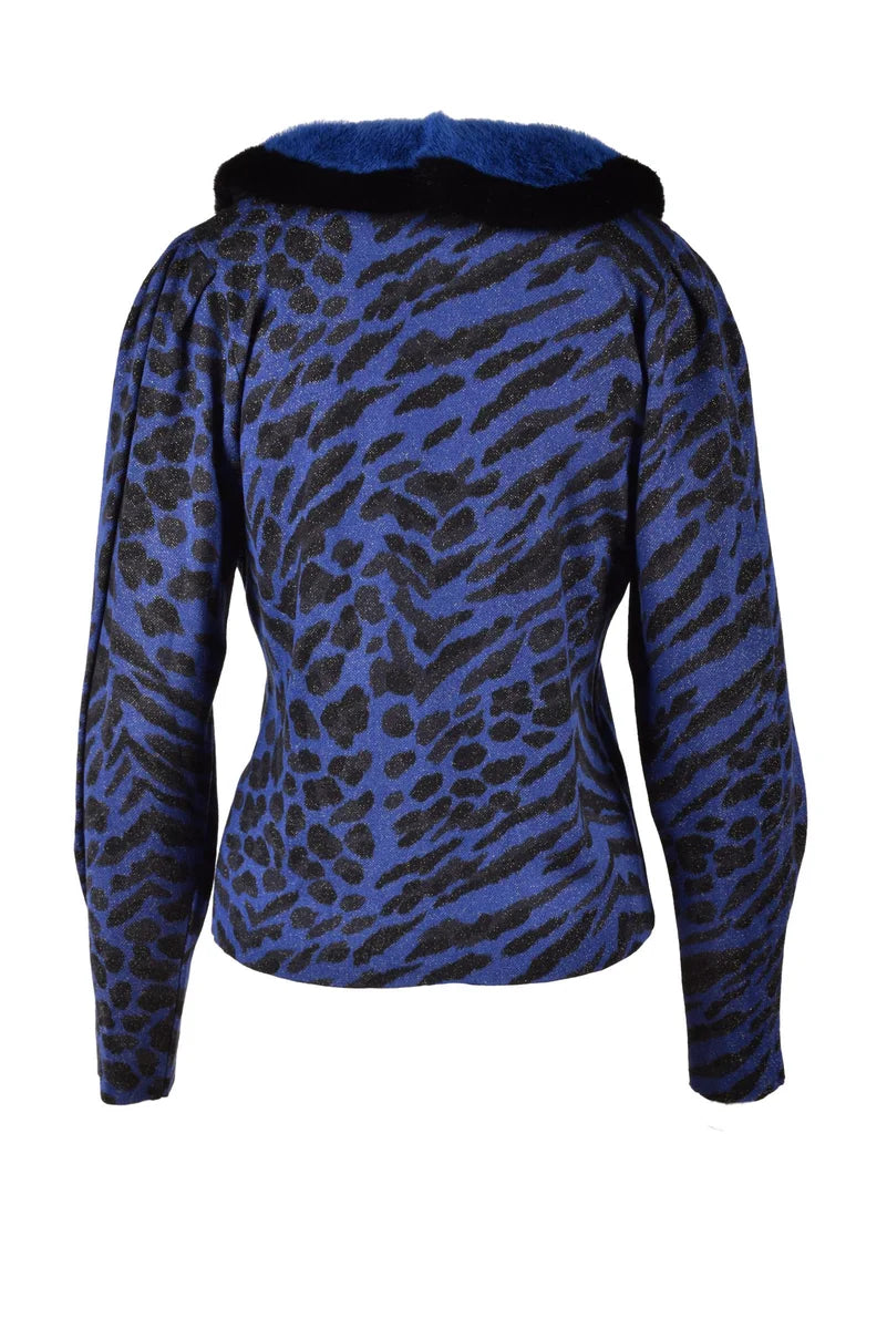 Viscose/Polyester Cardigan - Black/Blue