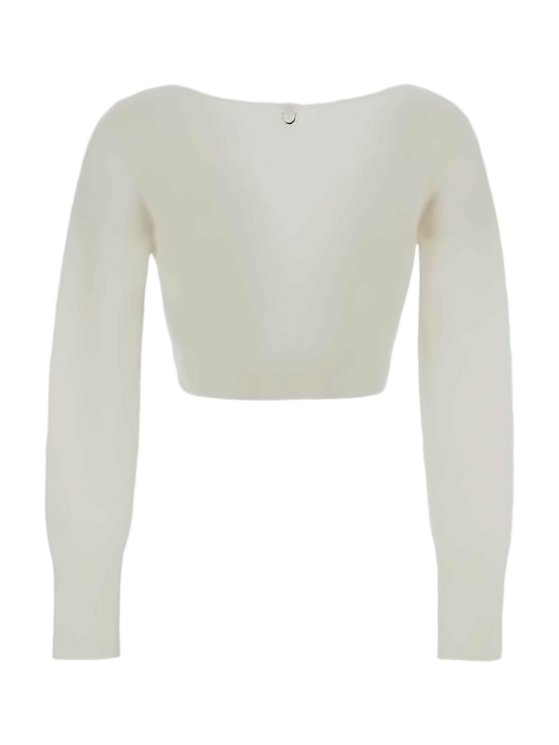 Cropped White Cardigan with Fuzzy Texture