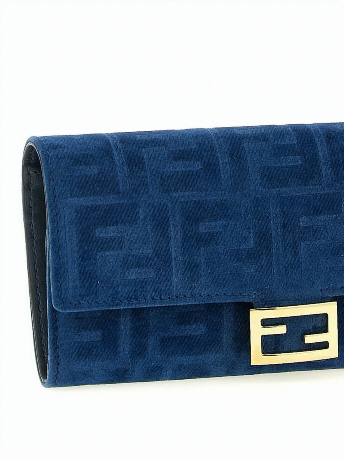 Textured Fabric Long Wallet with Gold-Tone Clasp