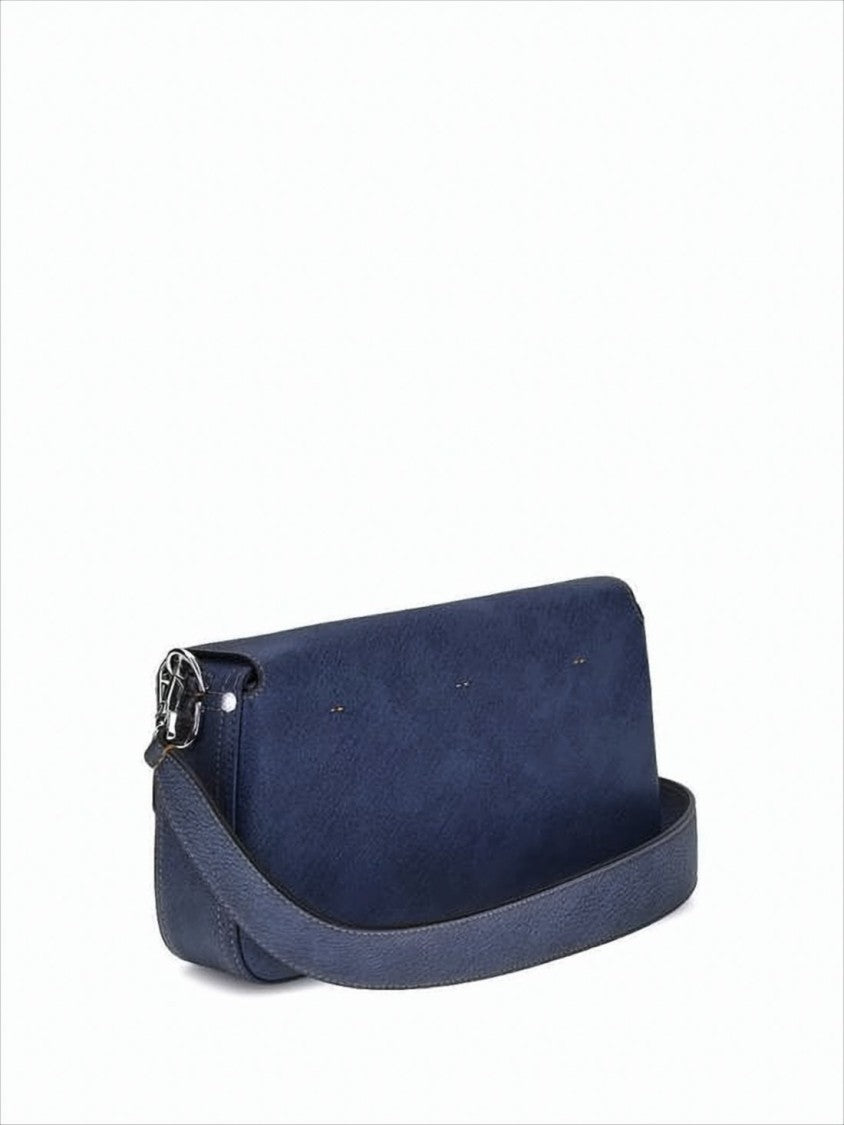 Textured Calf Leather Shoulder Bag With Adjustable Strap