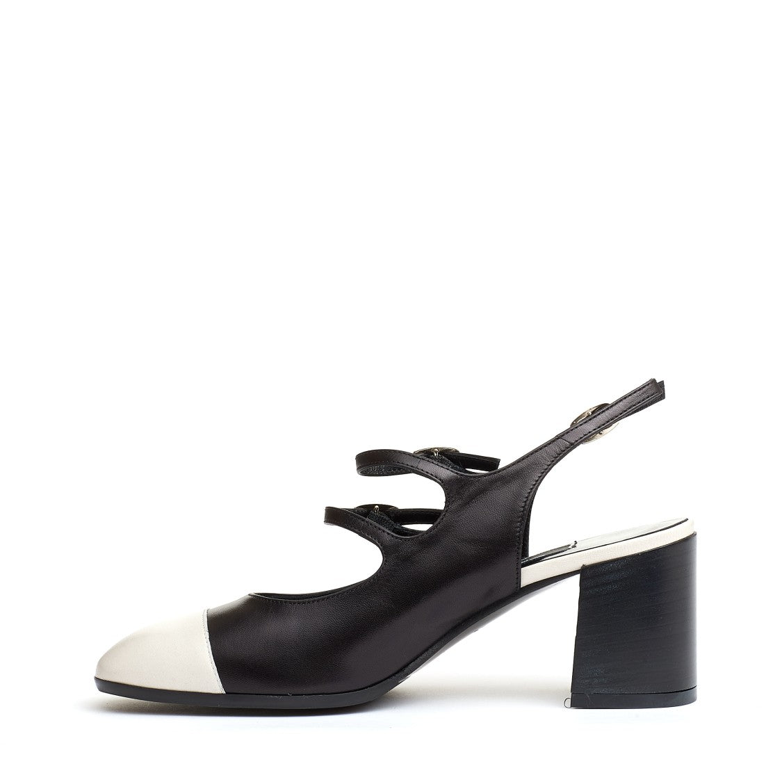 Slingback Straps Black And Cream Heel 80 Mm