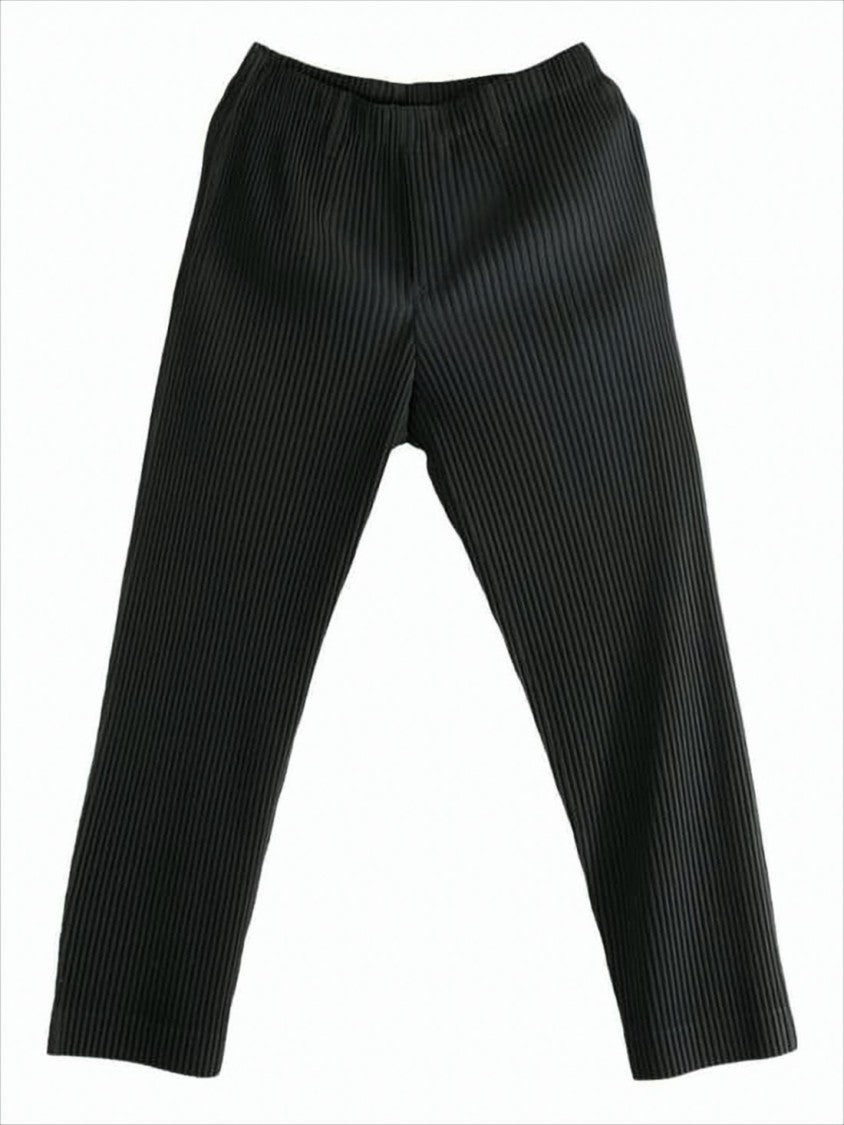 Pleated Design Pants With Straight Tapered Leg Silhouette