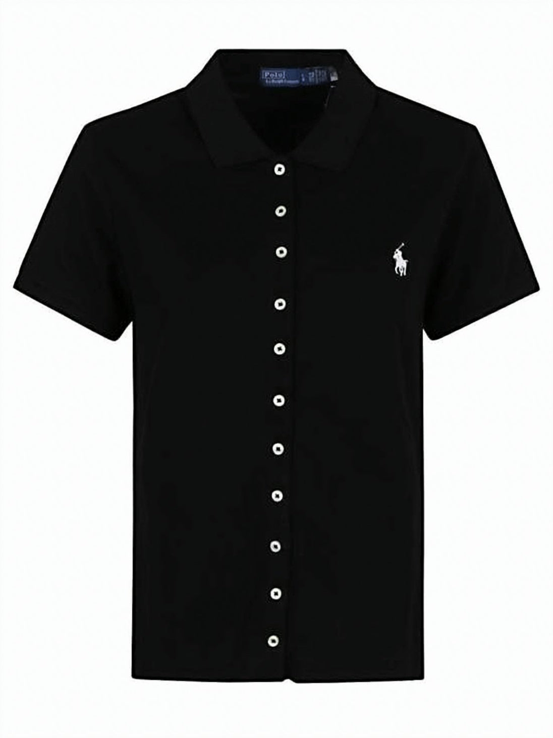 Short-Sleeved Button-Up Cardigan with Classic Polo Collar
