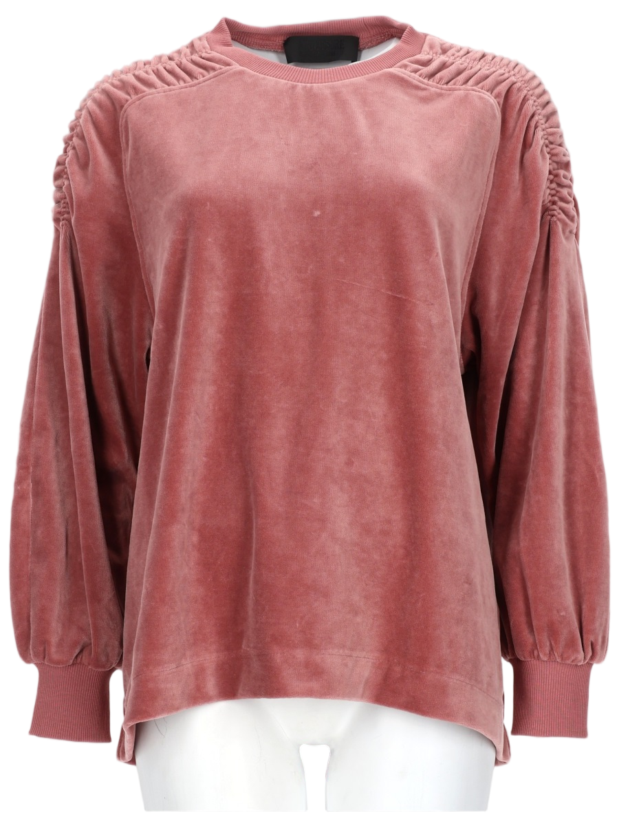 Plush Chenille Sweatshirt with Gathered Raglan Sleeves