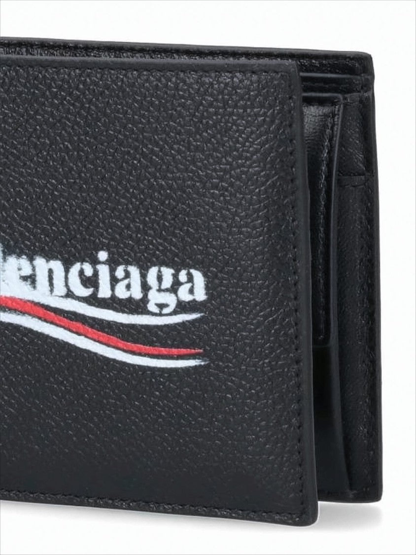 Textured Black Leather Bifold Wallet with Distinctive Graphic Logo