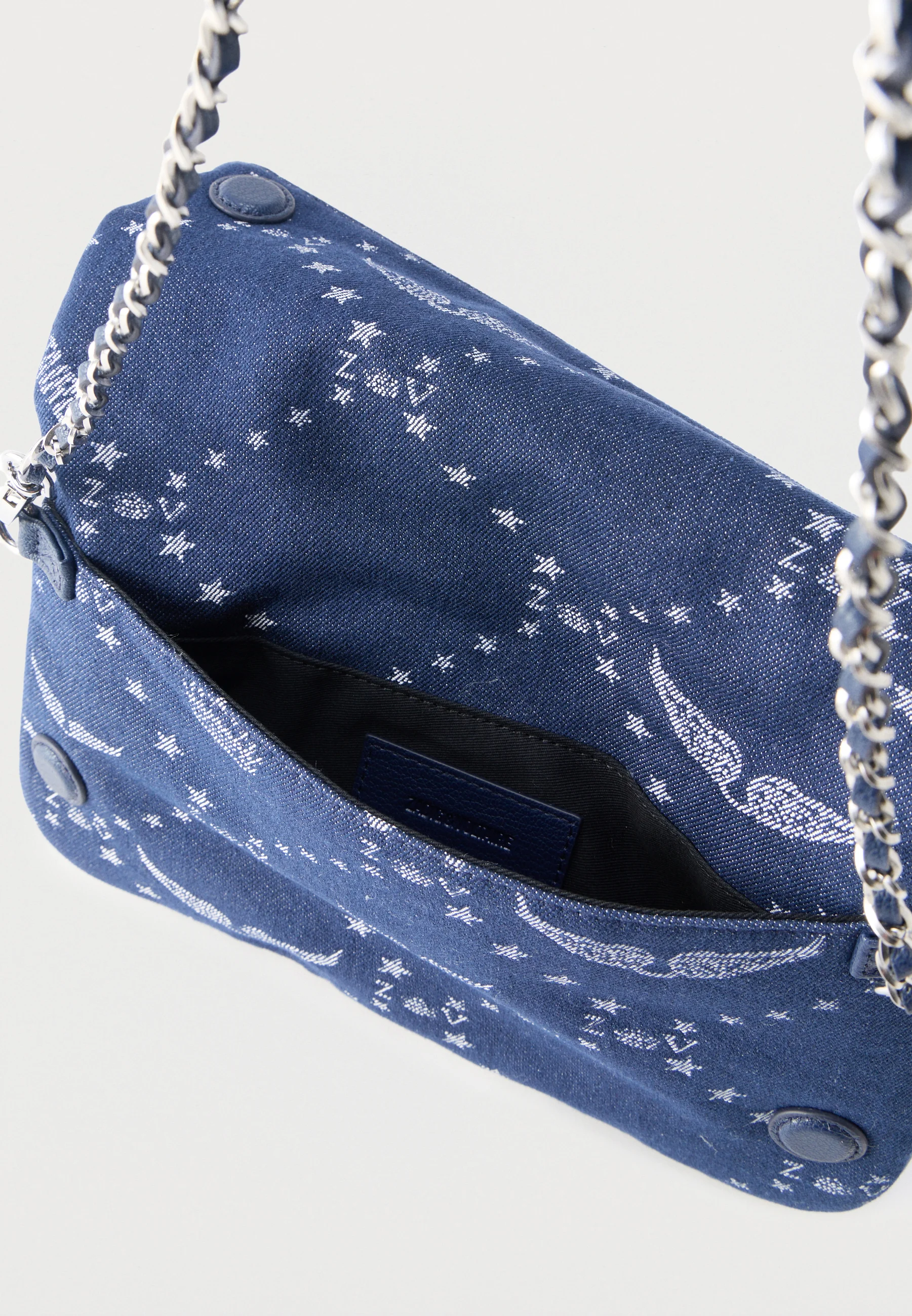 Rectangular Denim Shoulder Bag with Chain Strap