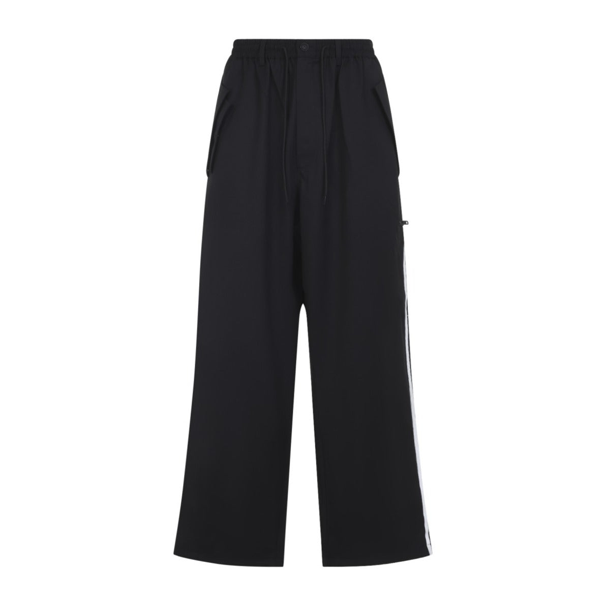 Wide Leg Black Pants With Elastic Waistband