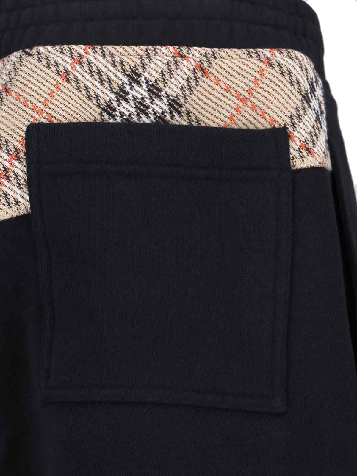 "Check" Tracksuit Bottoms In Black Cotton