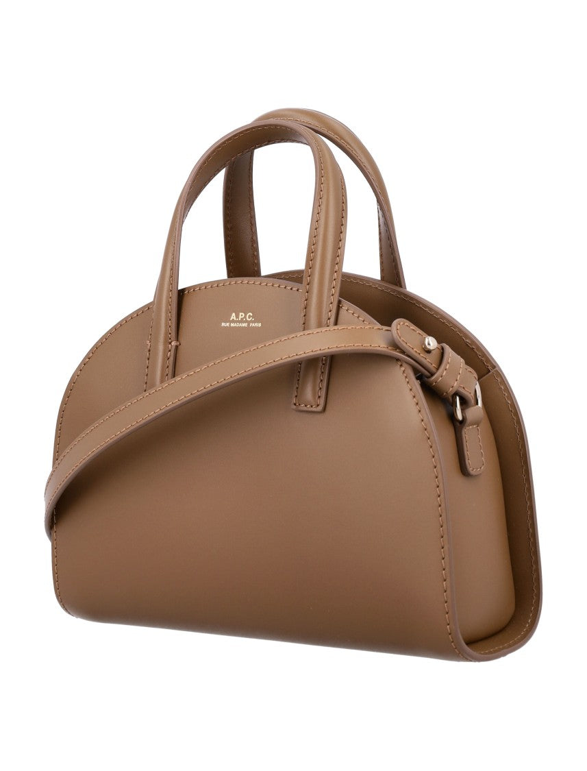 Small Rounded Leather Tote With Dual Handles