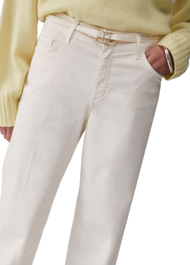 High-Waisted Stretch Cotton Satin Pants