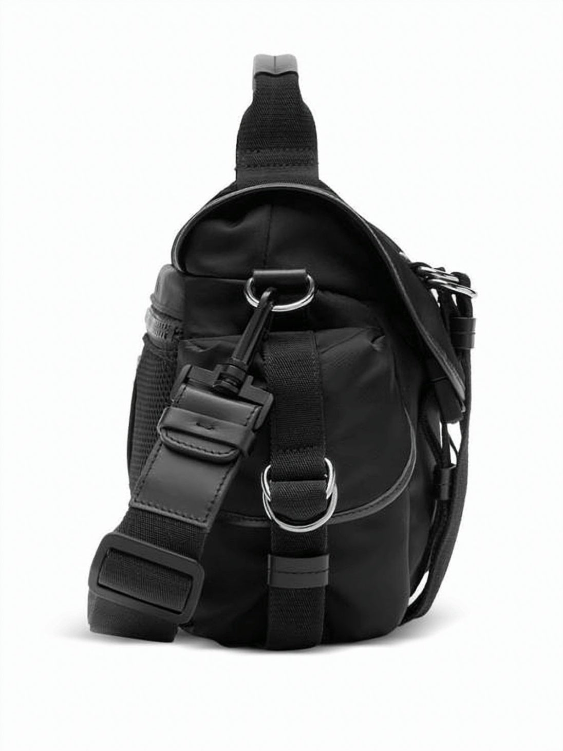 Polyamide Shoulder Bag with Calf Leather Handle