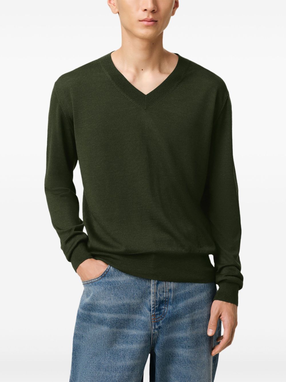 Moss Green V-Neck Sweatshirt