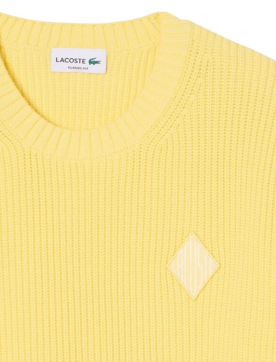 Pearl Rib Knit Sweater with Retro Logo Crest