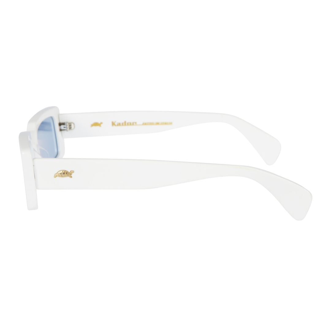 Pin-Up Bold Rectangular Sunglasses with Glossy White Frame