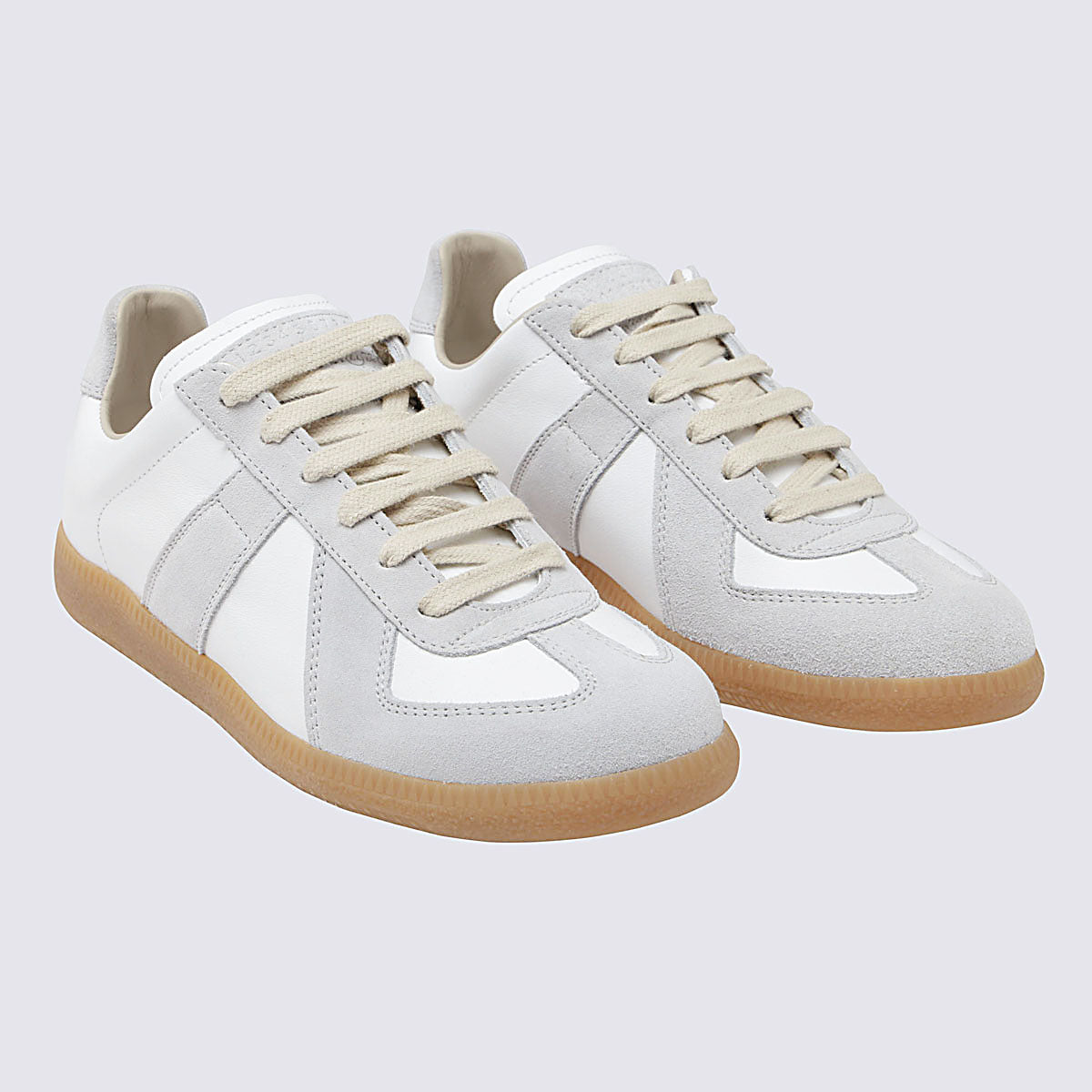 White And Grey Leather Replica Sneakers