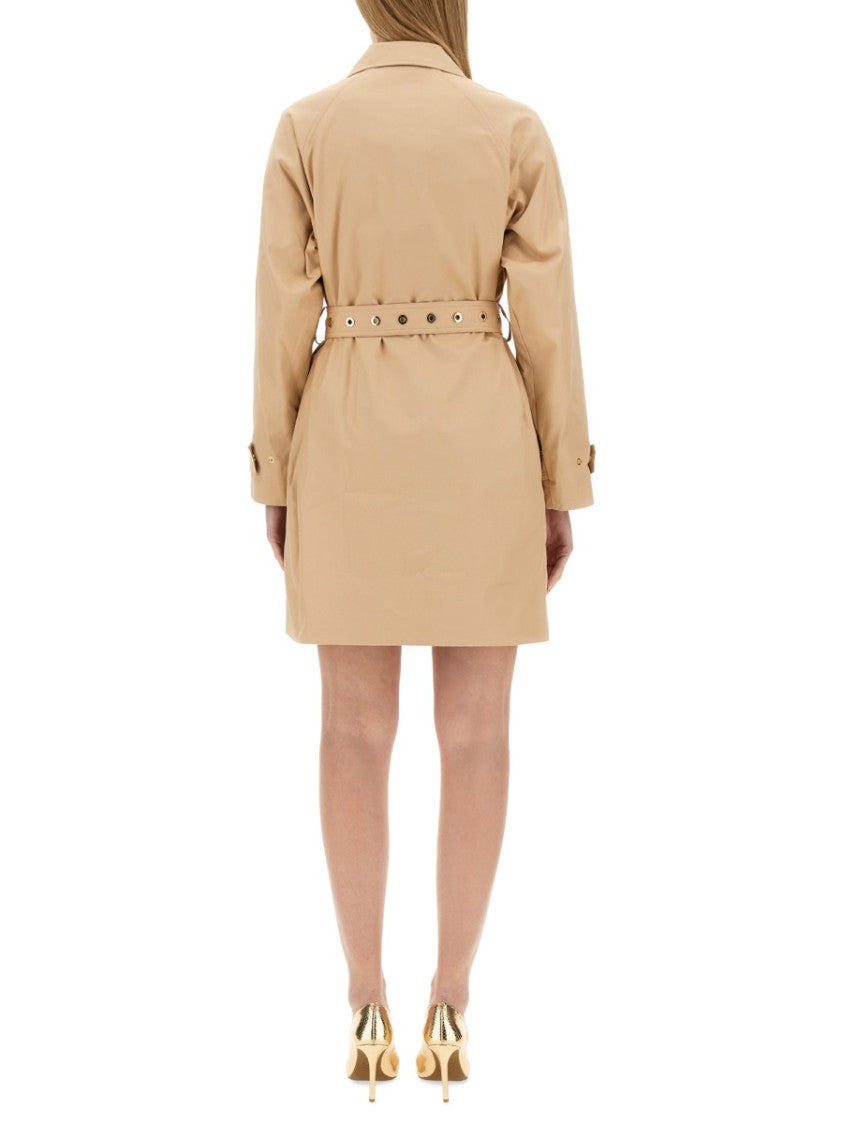Belted Cotton Trench Coat With Classic Collar And Button Details