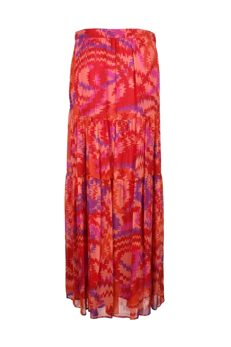 Long Chiffon Skirt - Orange/Red