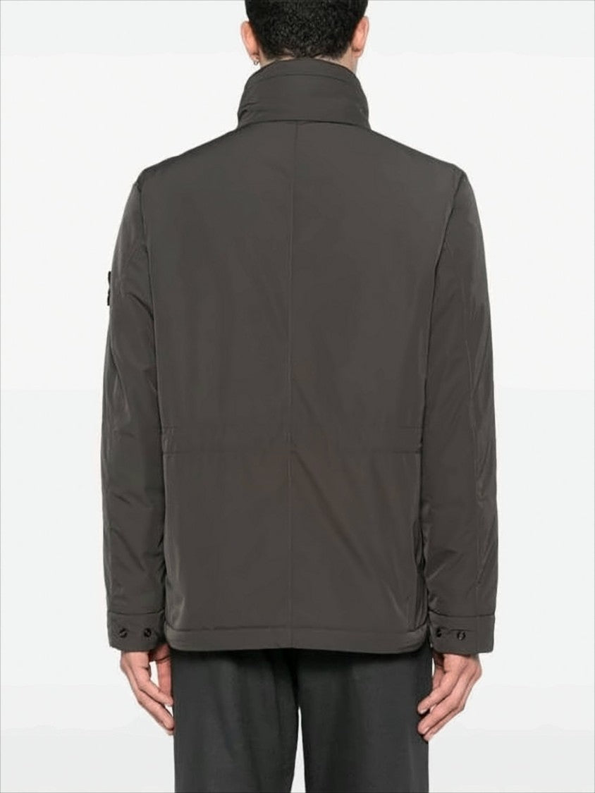 High Stand Collar Padded Jacket with Utility Pockets