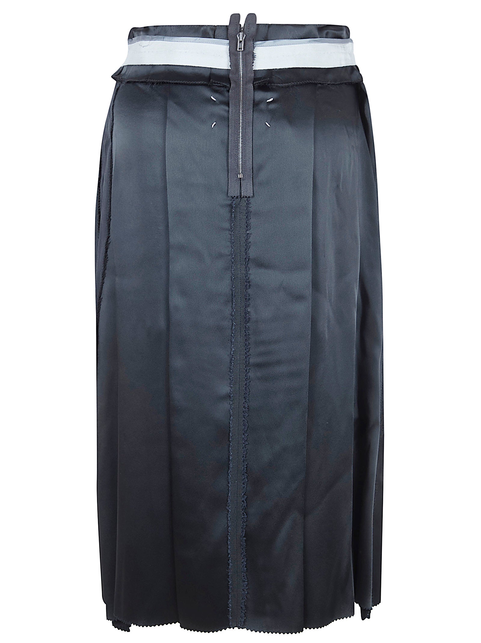 Pleated Skirt with Raw-Cut Hem