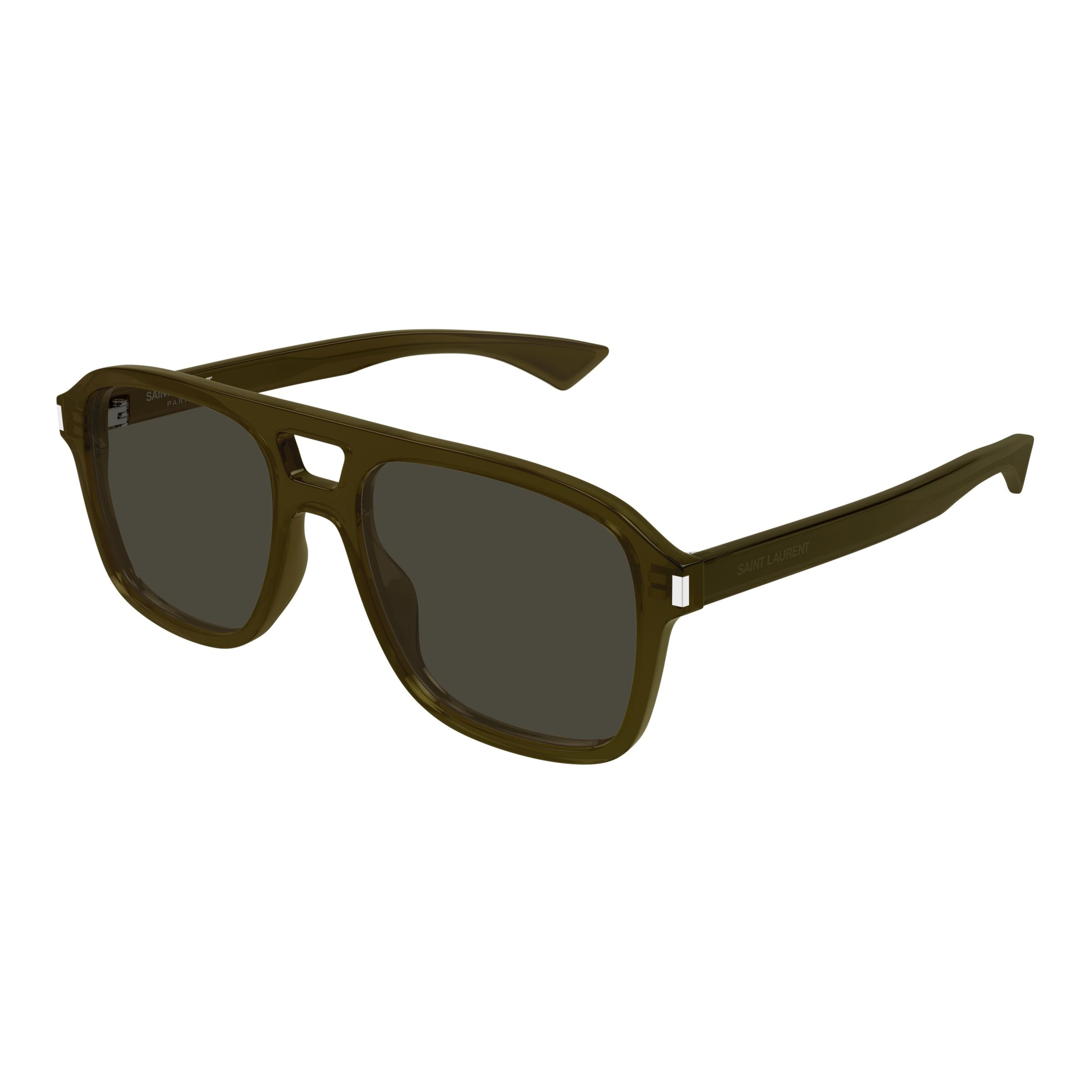 Squared Frame Sunglasses with Double Bridge and Tinted Lenses