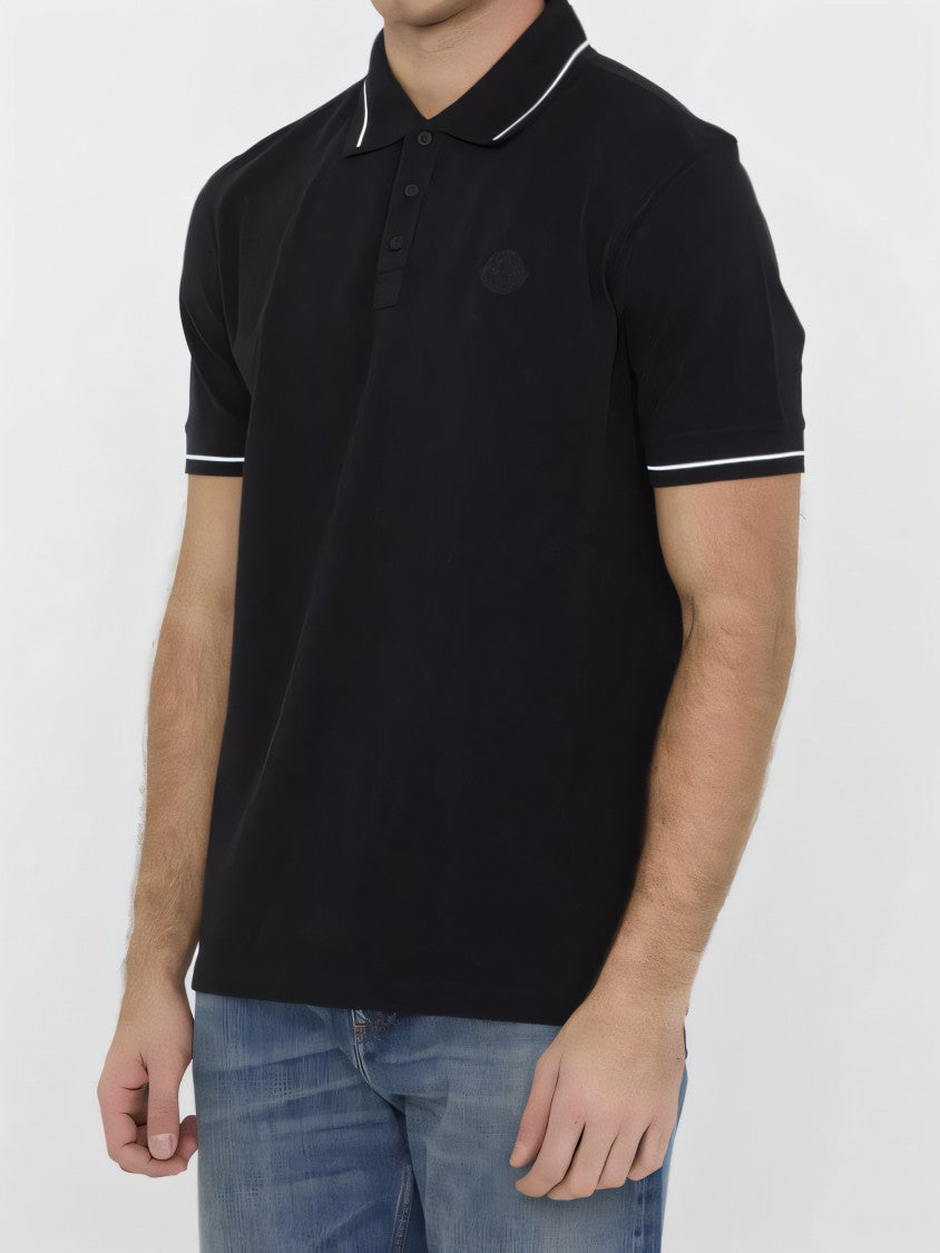 Classic Black Polo Shirt With Contrasting Stripes
