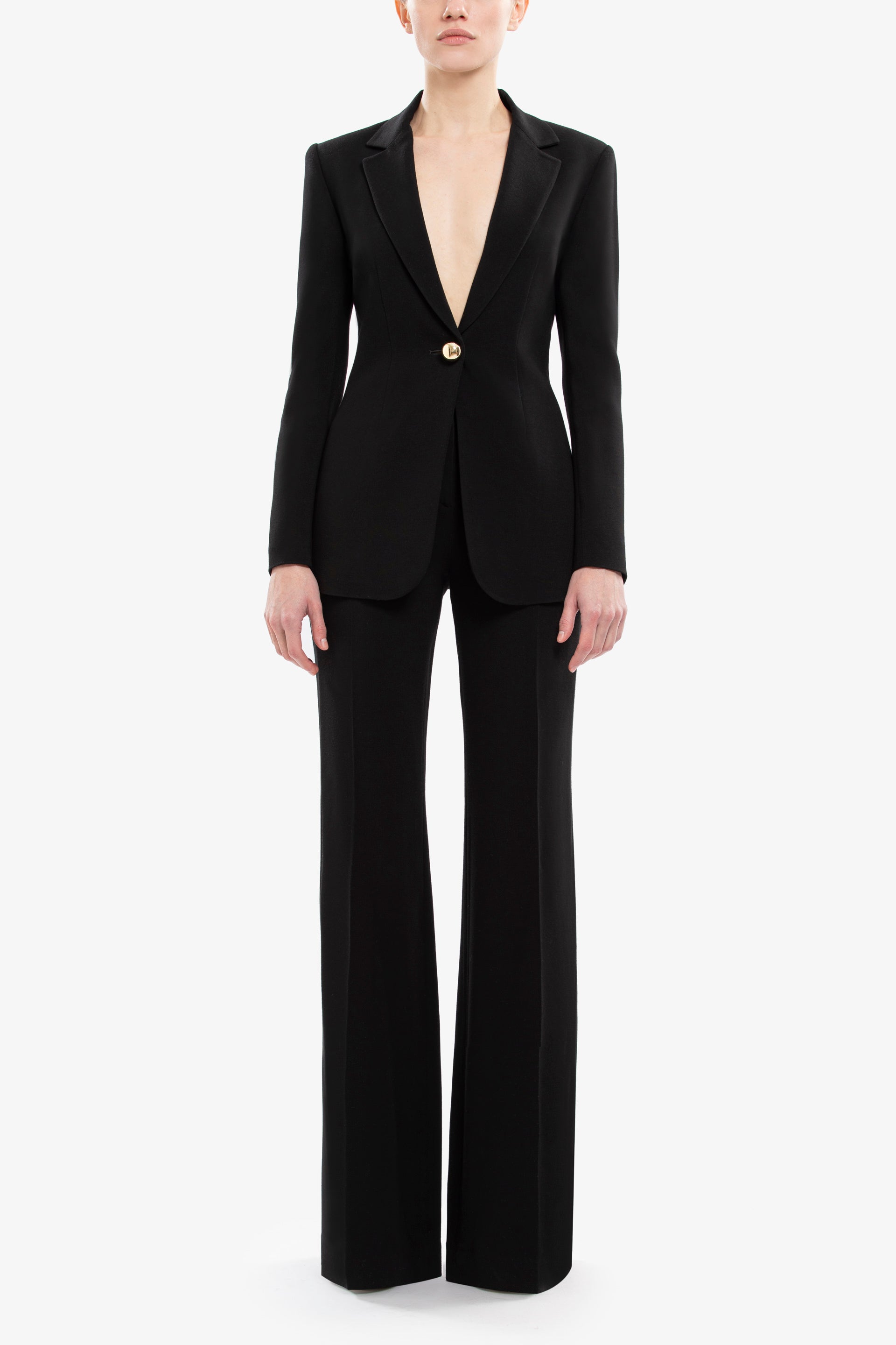 Jet Black Crepe Tailored Jacket