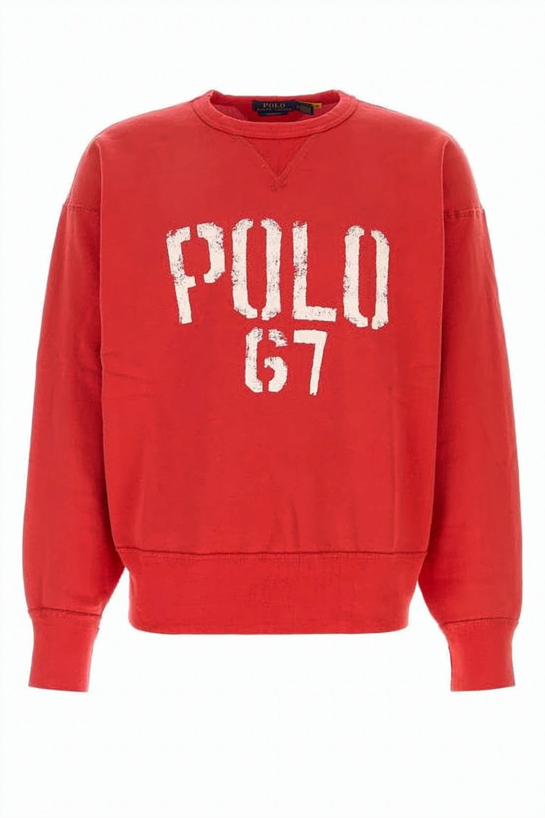 Distressed Print Sweatshirt with Ribbed Details