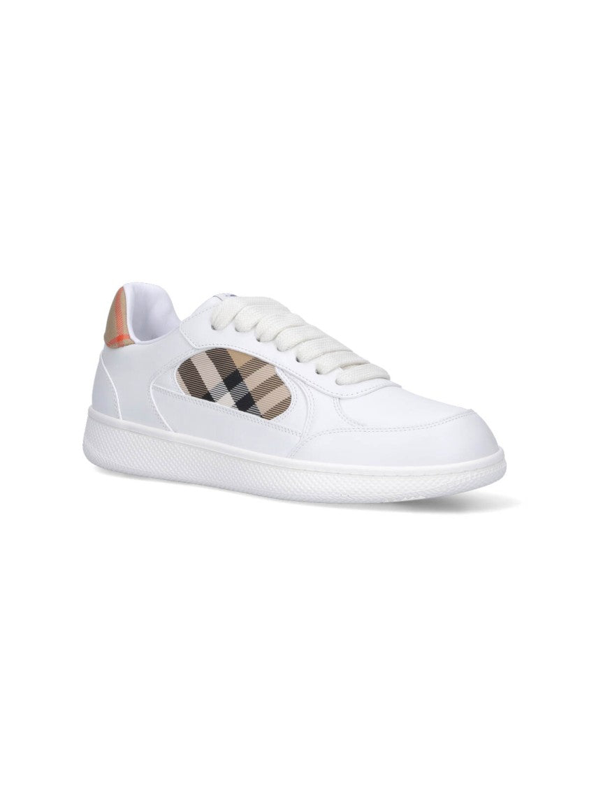 Calf Leather Sneakers With Iconic Check Pattern