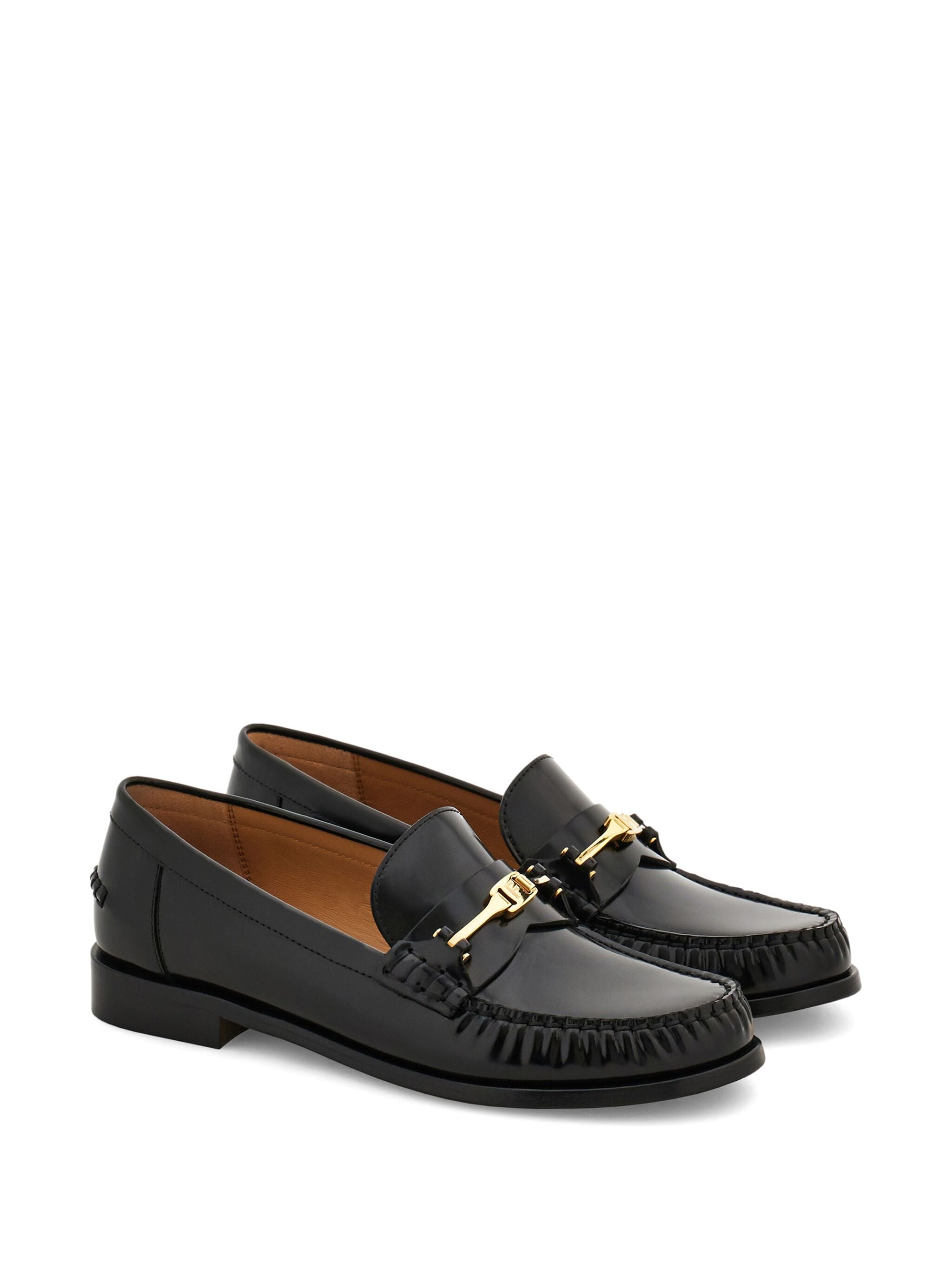 Black Harry Stitched Apron Front Loafers