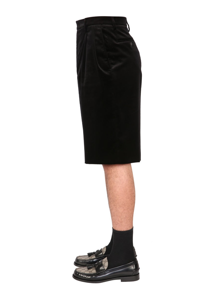 Stretch Velvet Shorts with Zipper Closure