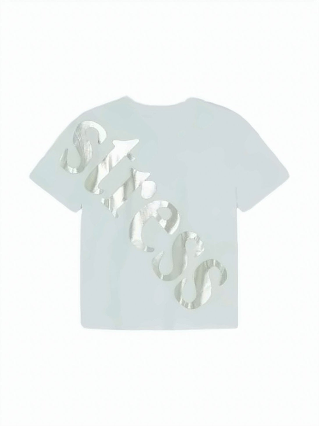 White Short-Sleeved Cropped Metallic Logo T-Shirt