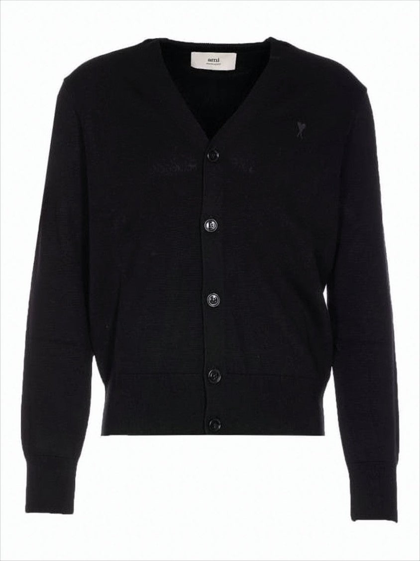 Black V-Neck Cardigan with Button-Down Front