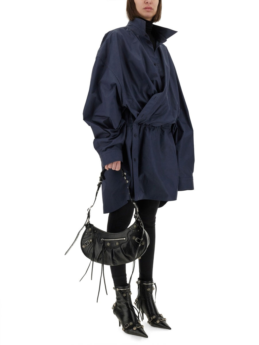 Shirt-Style Mini Dress with Classic Collar