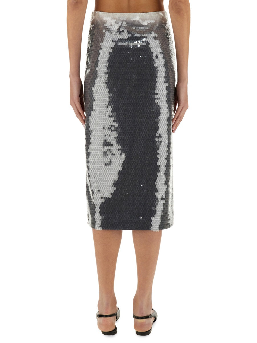 Gradient Sequined Midi Skirt With Fitted Silhouette