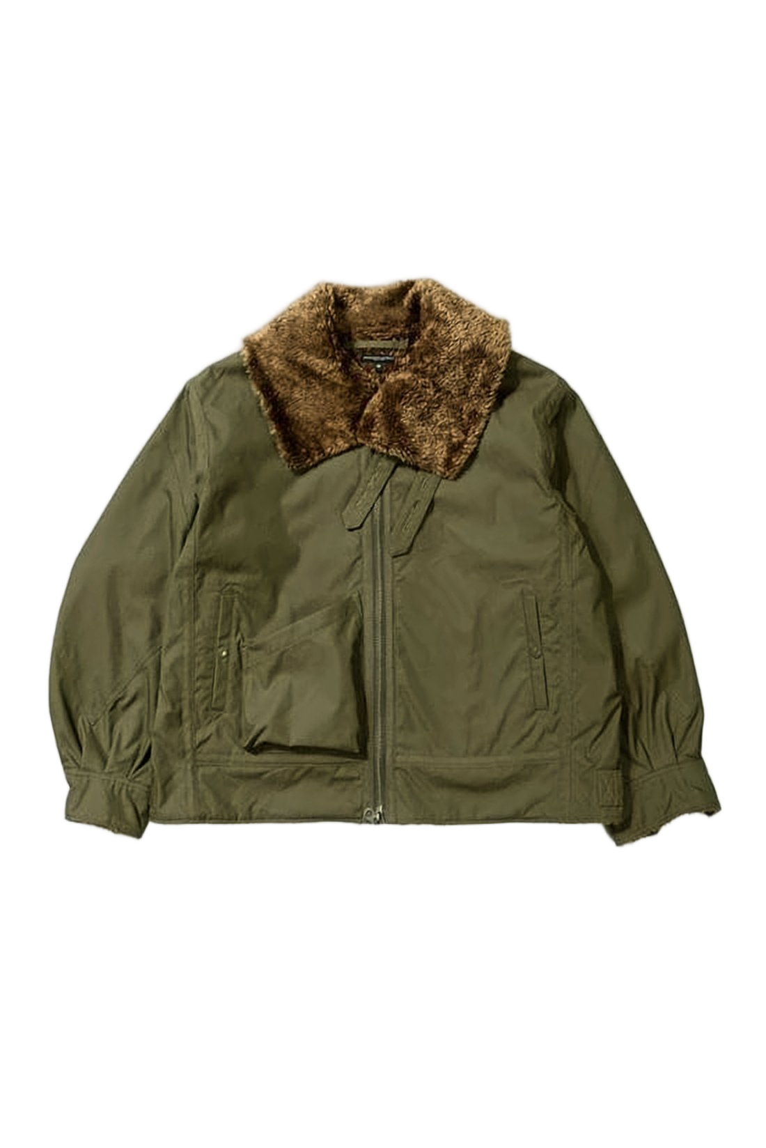 Short Utility Jacket With Plush Fur Collar