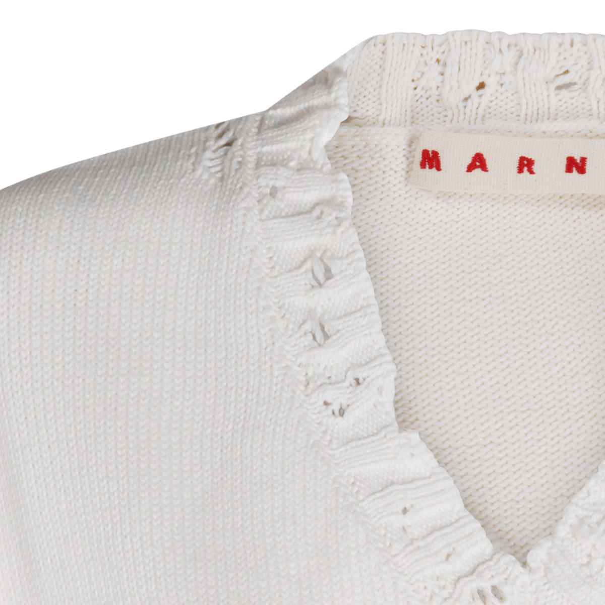 Sleeveless V-Neck Sweater with Ruffled Edges