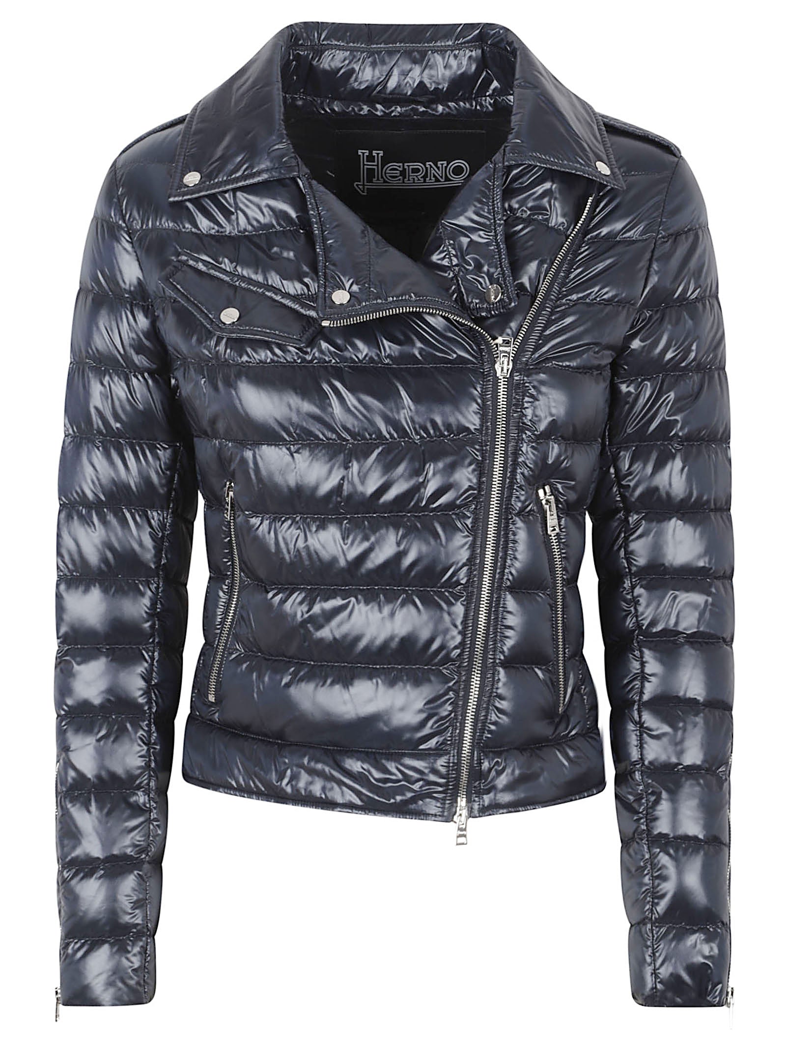 Quilted Biker Jacket With Classic Collar